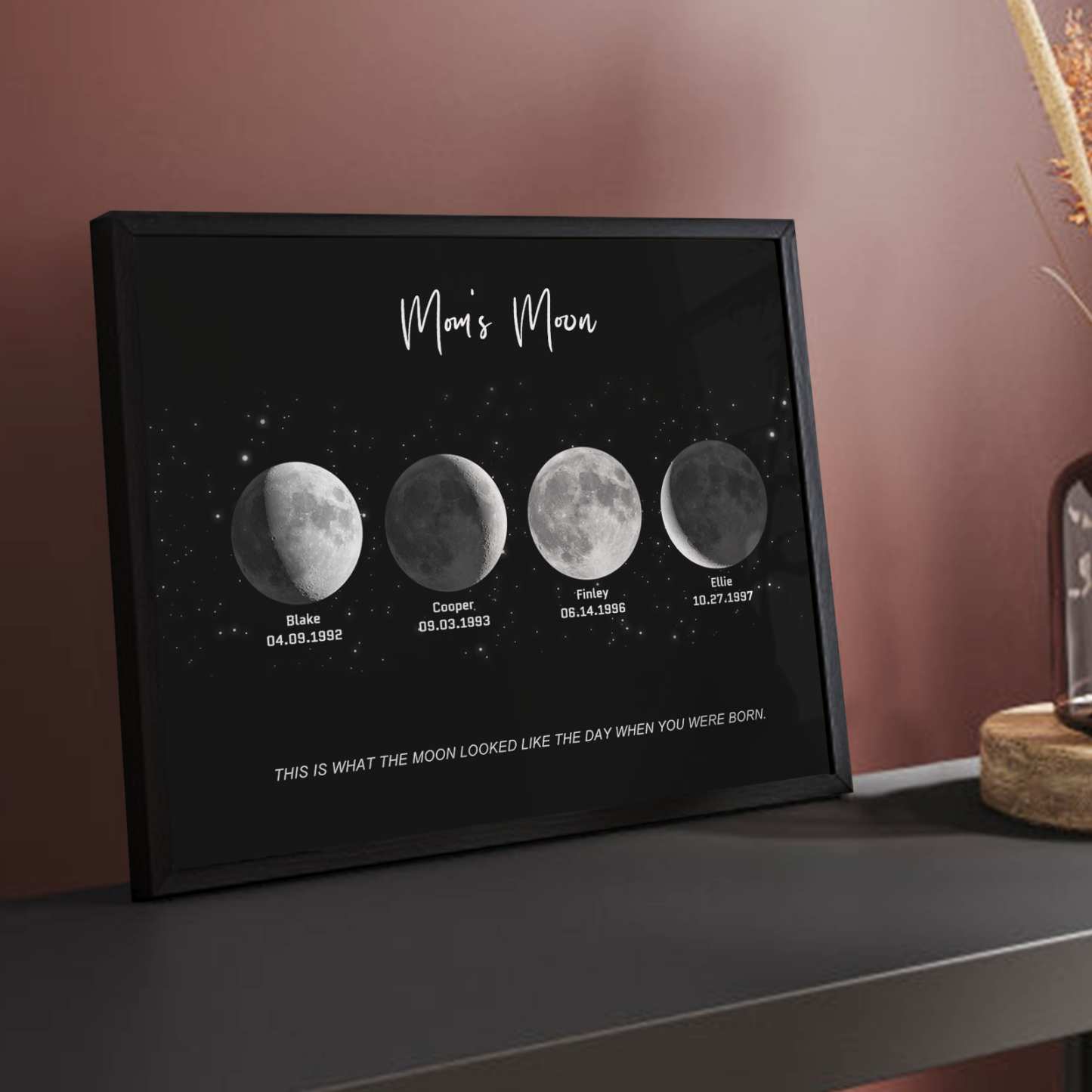Birthday Gifts Personalized Family Moon Phase Wood Frame