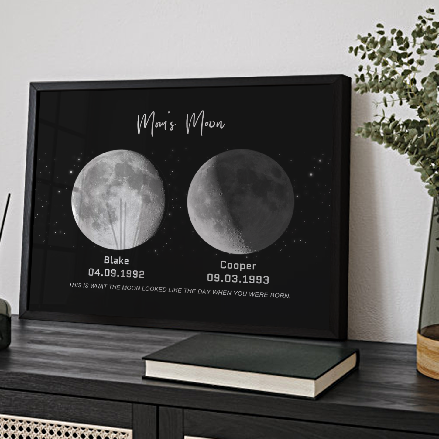 Birthday Gifts Personalized Family Moon Phase Wood Frame
