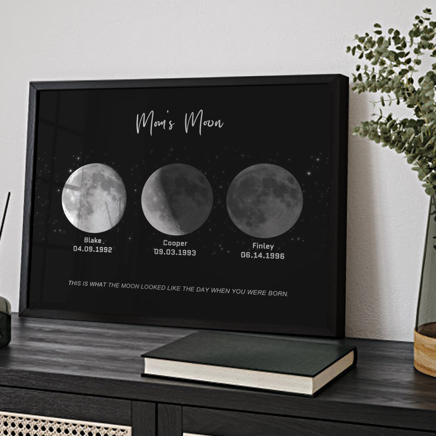 Birthday Gifts Personalized Family Moon Phase Wood Frame