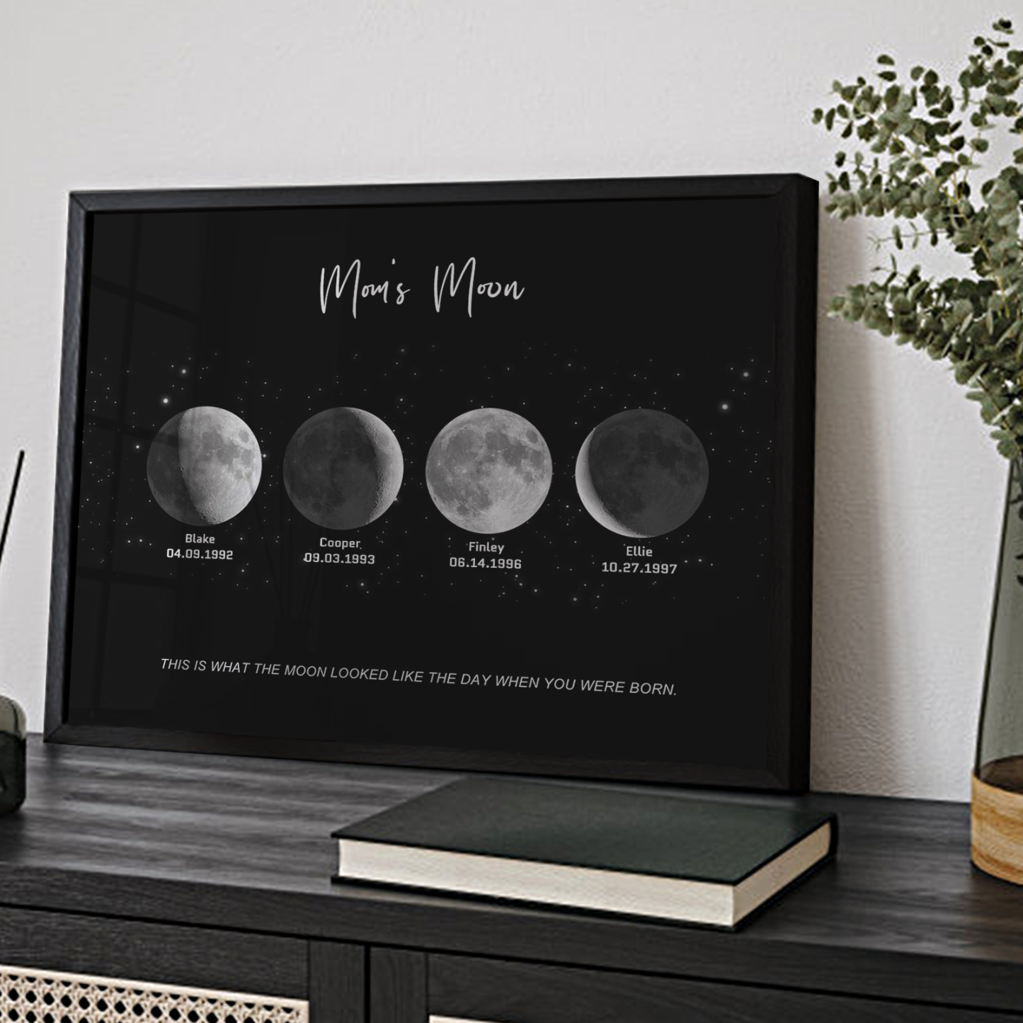 Birthday Gifts Personalized Family Moon Phase Wood Frame