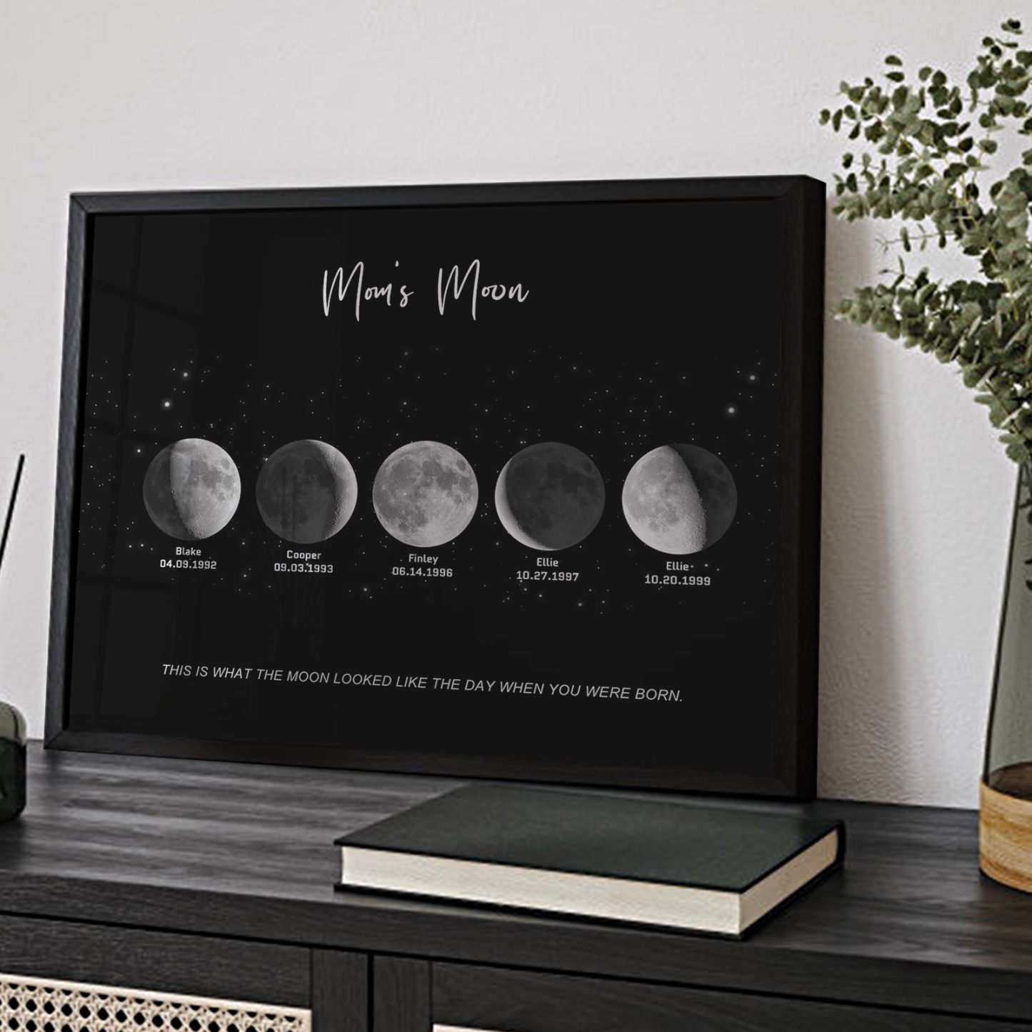 Birthday Gifts Personalized Family Moon Phase Wood Frame