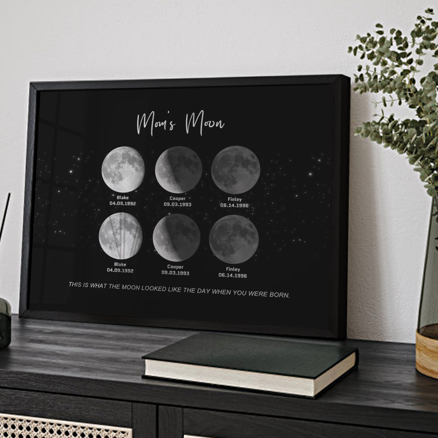 Birthday Gifts Personalized Family Moon Phase Wood Frame