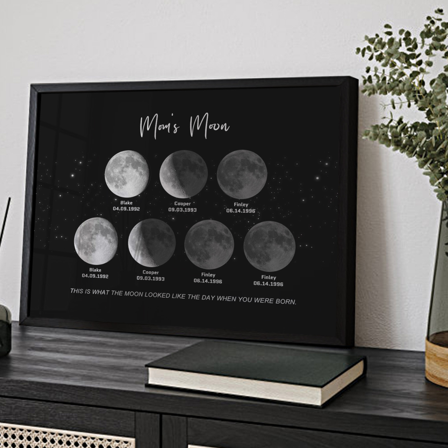 Birthday Gifts Personalized Family Moon Phase Wood Frame