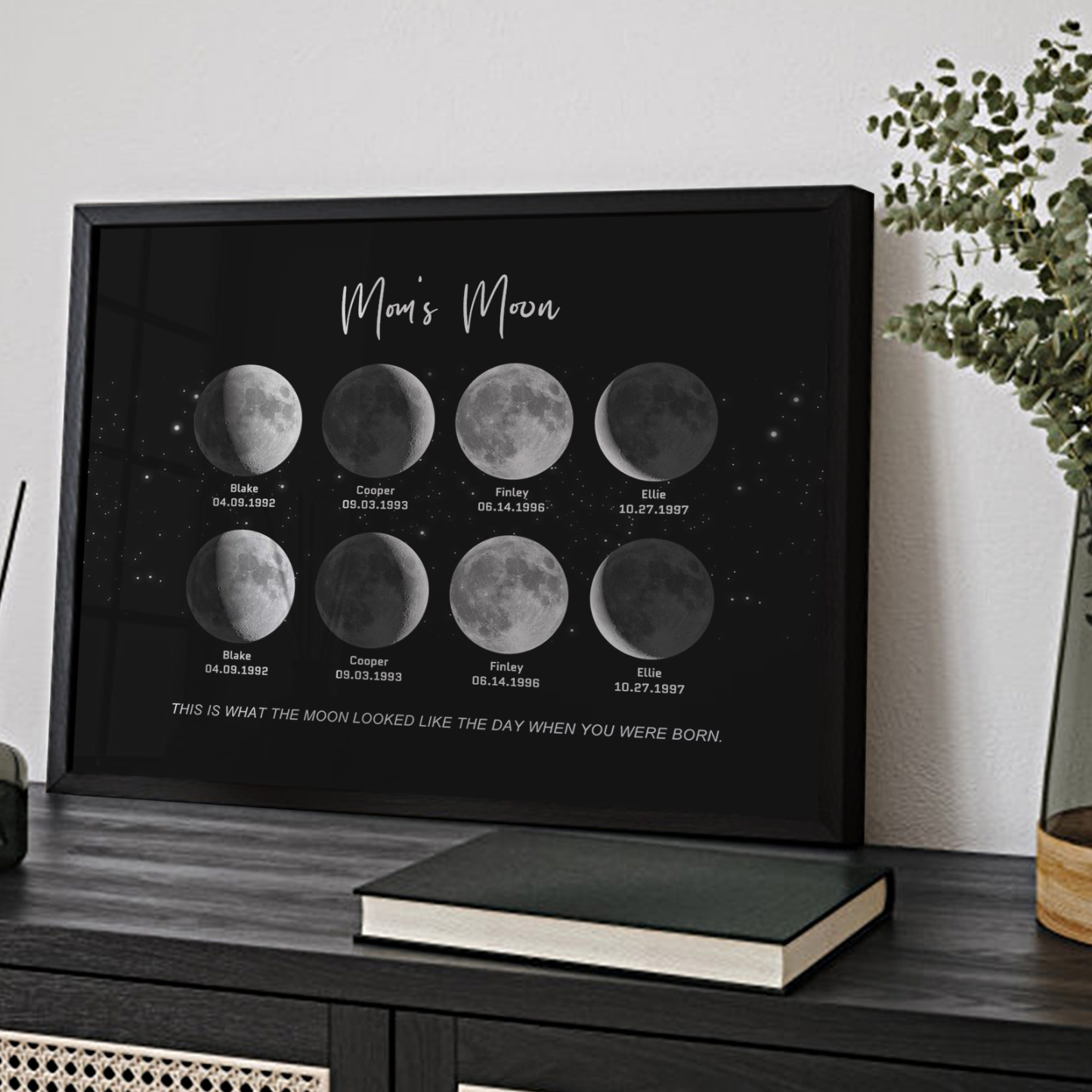 Birthday Gifts Personalized Family Moon Phase Wood Frame