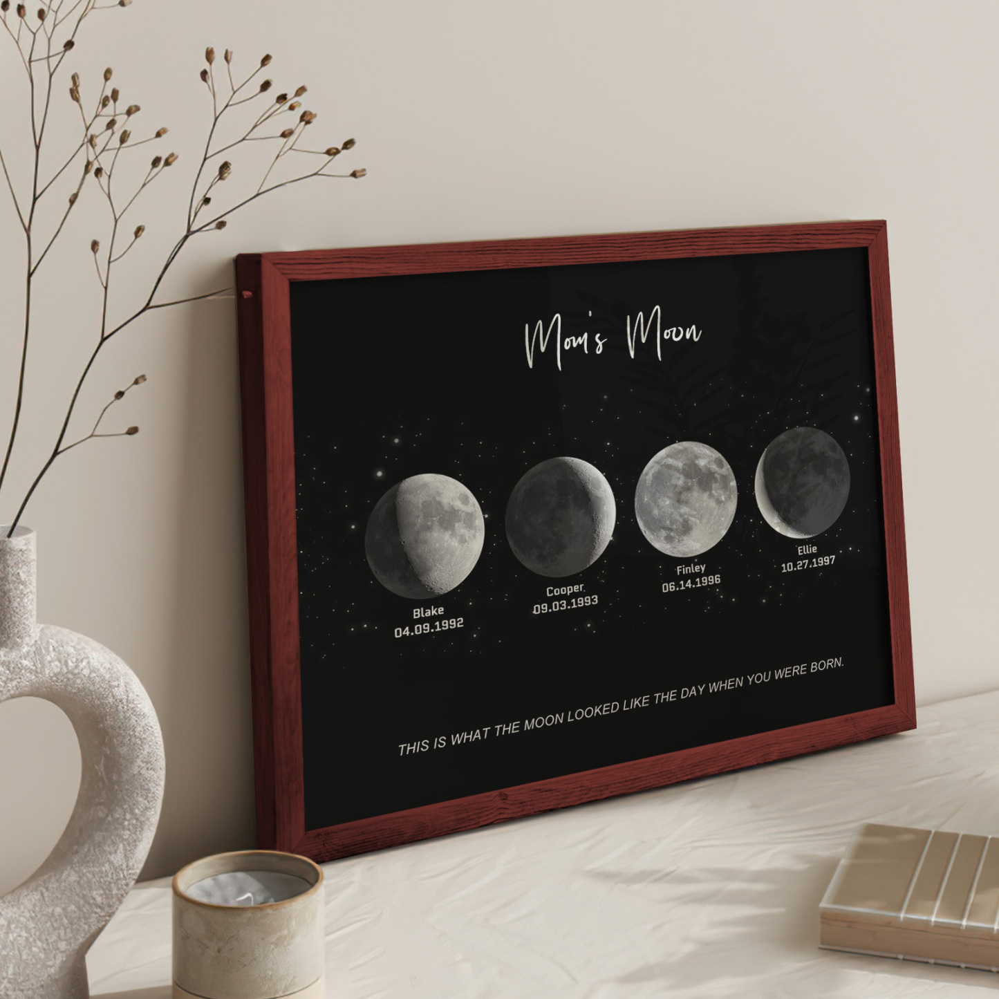 Birthday Gifts Personalized Family Moon Phase Wood Frame