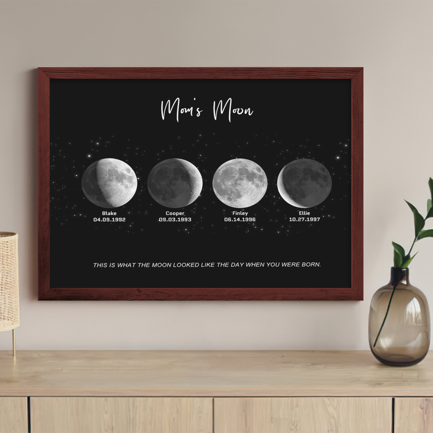 Birthday Gifts Personalized Family Moon Phase Wood Frame