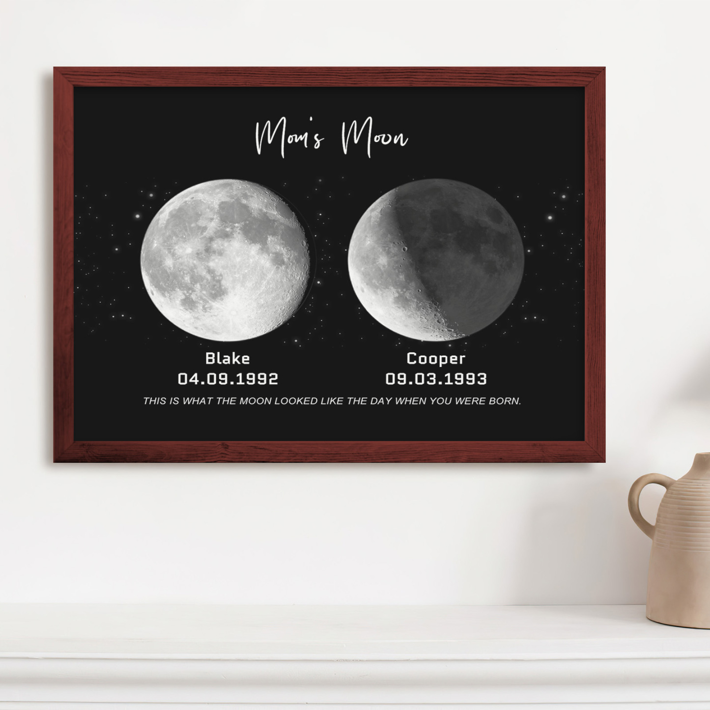 Birthday Gifts Personalized Family Moon Phase Wood Frame