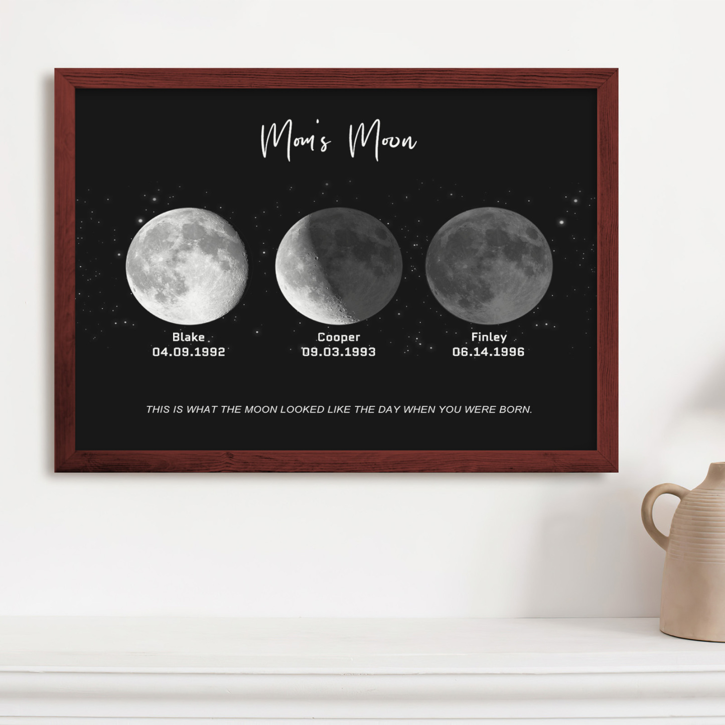 Birthday Gifts Personalized Family Moon Phase Wood Frame