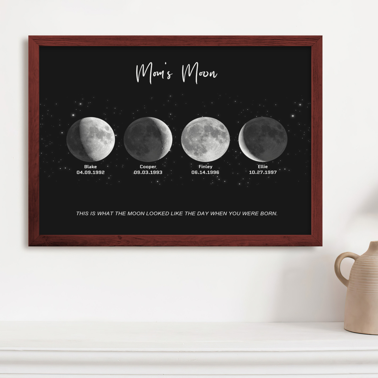 Birthday Gifts Personalized Family Moon Phase Wood Frame