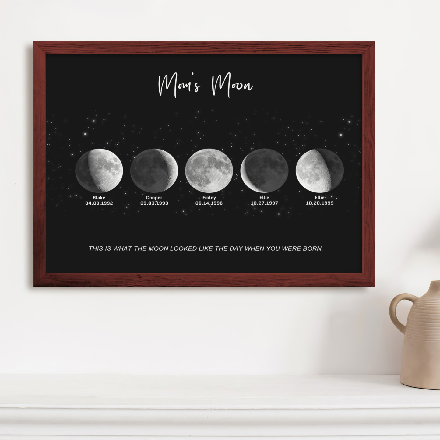 Birthday Gifts Personalized Family Moon Phase Wood Frame