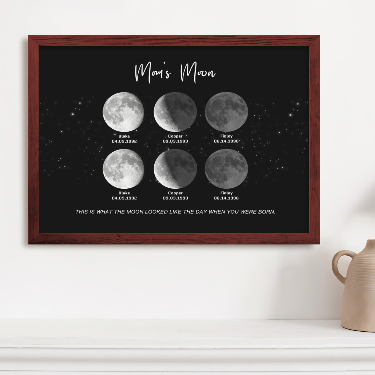 Birthday Gifts Personalized Family Moon Phase Wood Frame