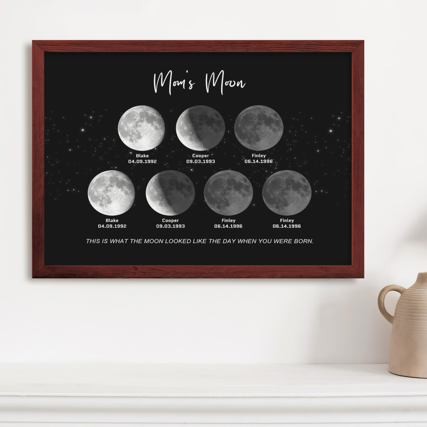 Birthday Gifts Personalized Family Moon Phase Wood Frame