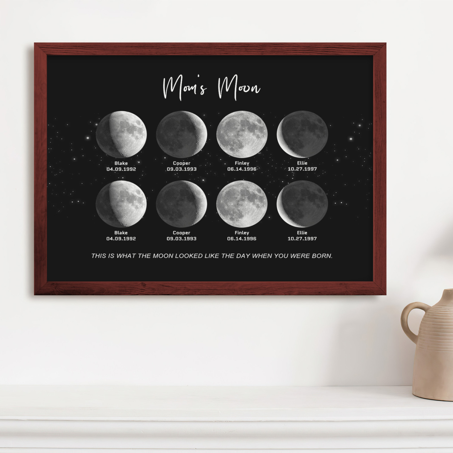 Birthday Gifts Personalized Family Moon Phase Wood Frame