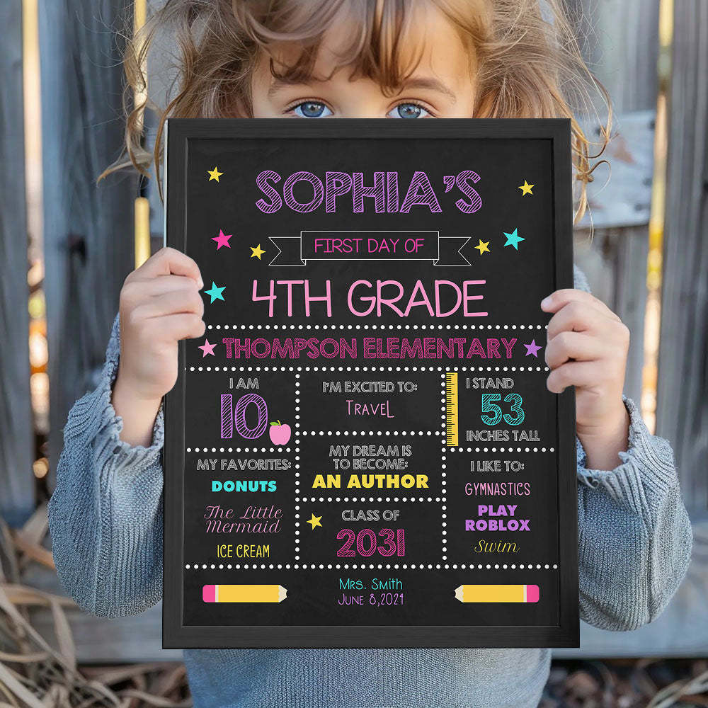 Personalized Back to School Sign First Day of School Sign Gift for Kids - mysiliconefoodbag