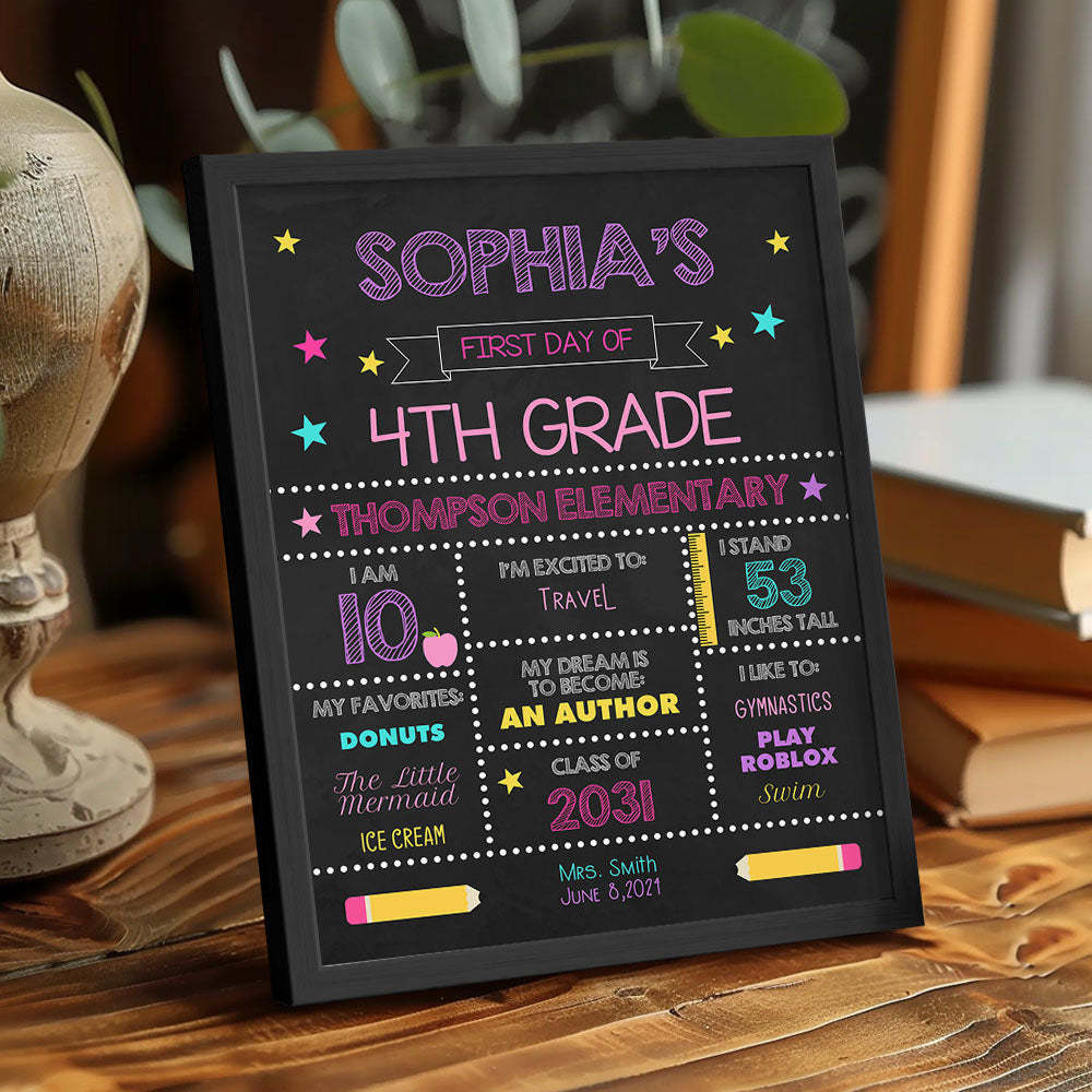 Personalized Back to School Sign First Day of School Sign Gift for Kids - mysiliconefoodbag