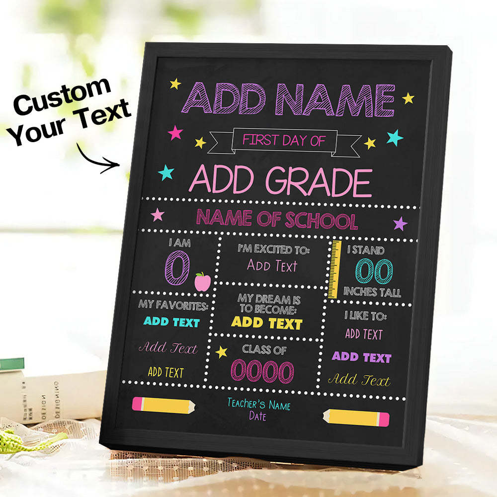 Personalized Back to School Sign First Day of School Sign Gift for Kids - mysiliconefoodbag