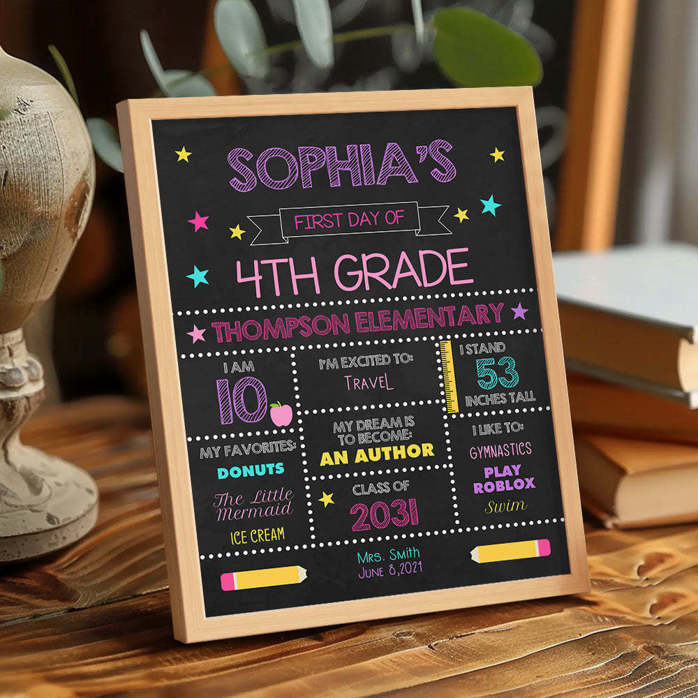 Personalized Back to School Sign First Day of School Sign Gift for Kids - mysiliconefoodbag