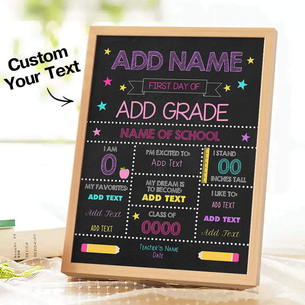 Personalized Back to School Sign First Day of School Sign Gift for Kids - mysiliconefoodbag