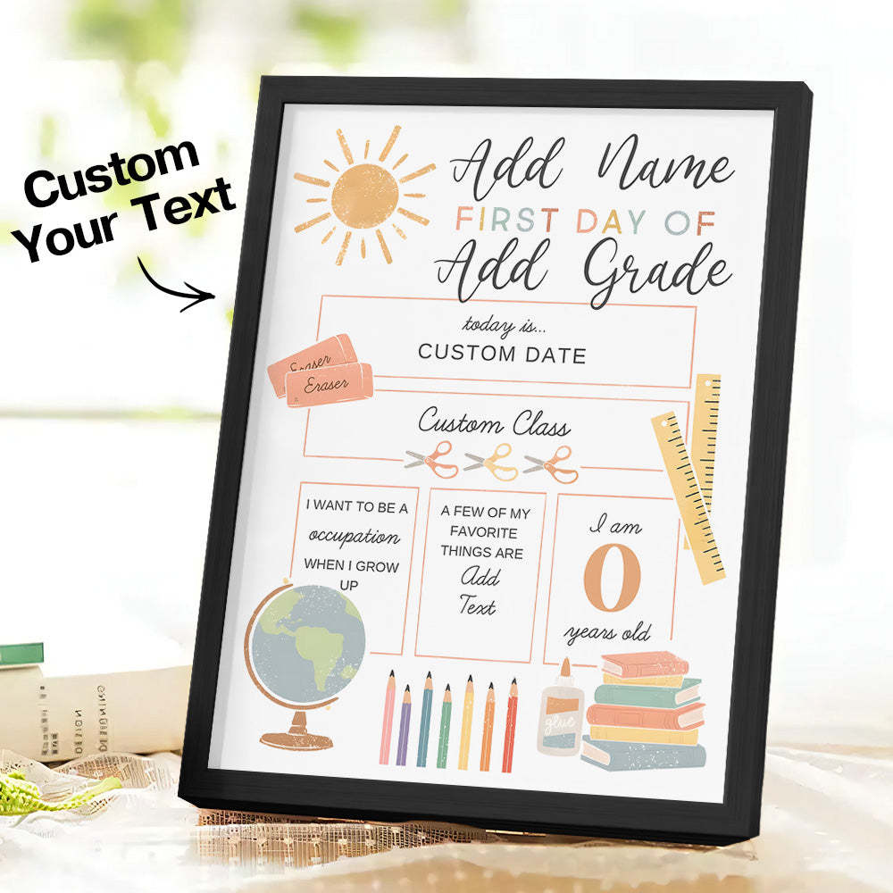 Personalized Back to School Sign First Day of School Sign Gifts for Kids - mysiliconefoodbag