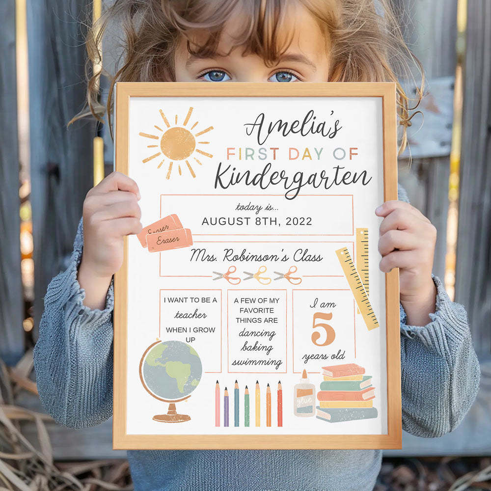 Personalized Back to School Sign First Day of School Sign Gifts for Kids - mysiliconefoodbag