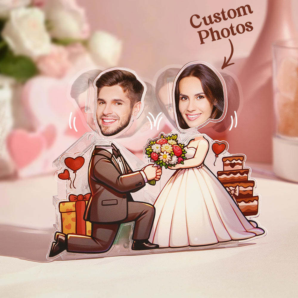 Personalized Face Couple Shaking Head Standee Gift for Couple - mysiliconefoodbag
