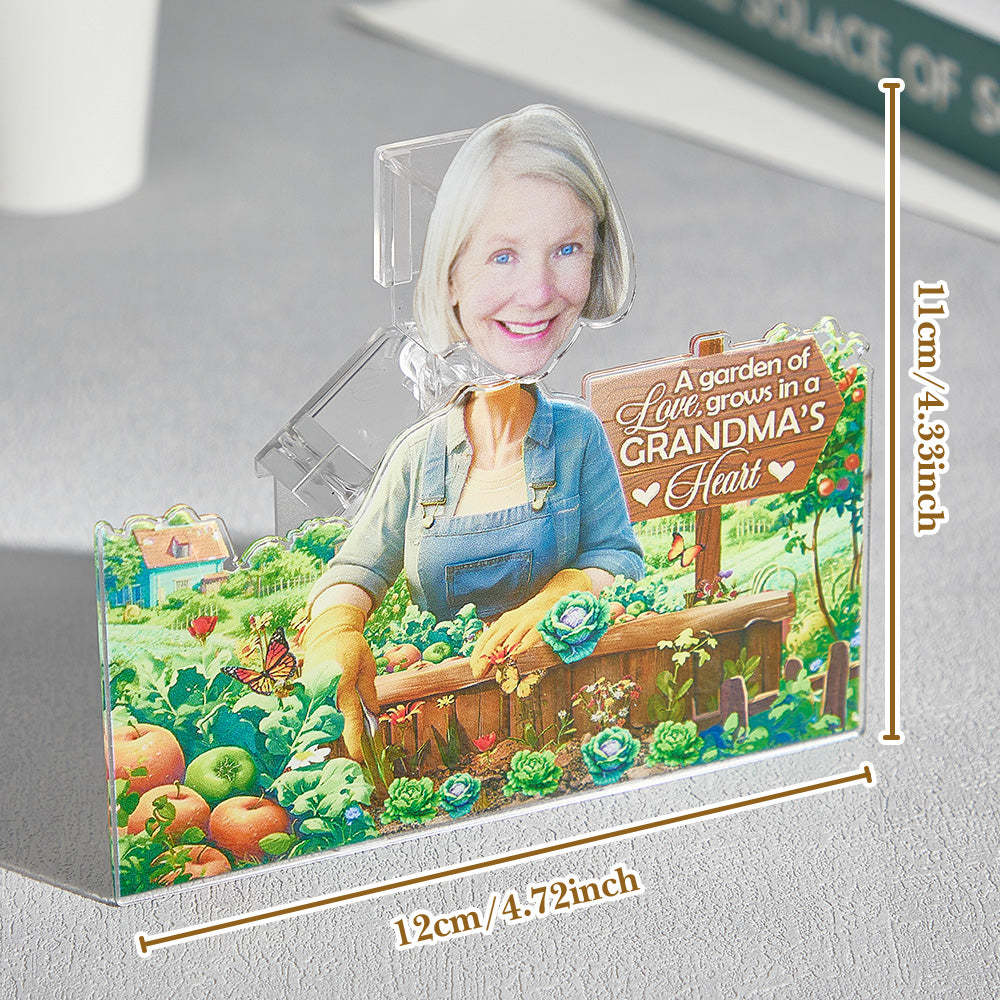Personalized Face Grandma's Garden Shaking Head Standee Gift for Grandma - mysiliconefoodbag