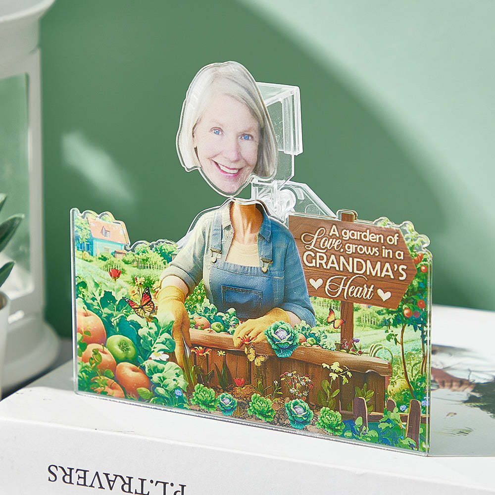 Personalized Face Grandma's Garden Shaking Head Standee Gift for Grandma - mysiliconefoodbag
