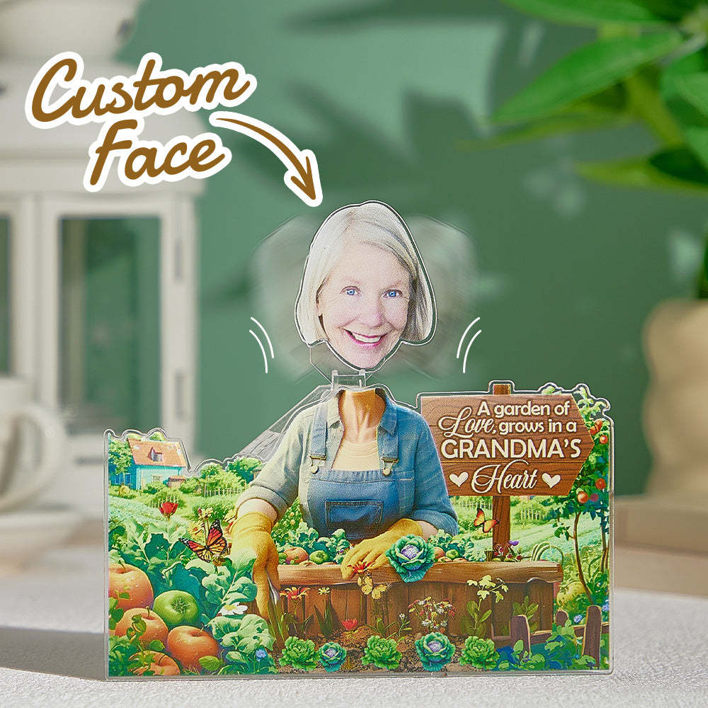 Personalized Face Grandma's Garden Shaking Head Standee Gift for Grandma - mysiliconefoodbag