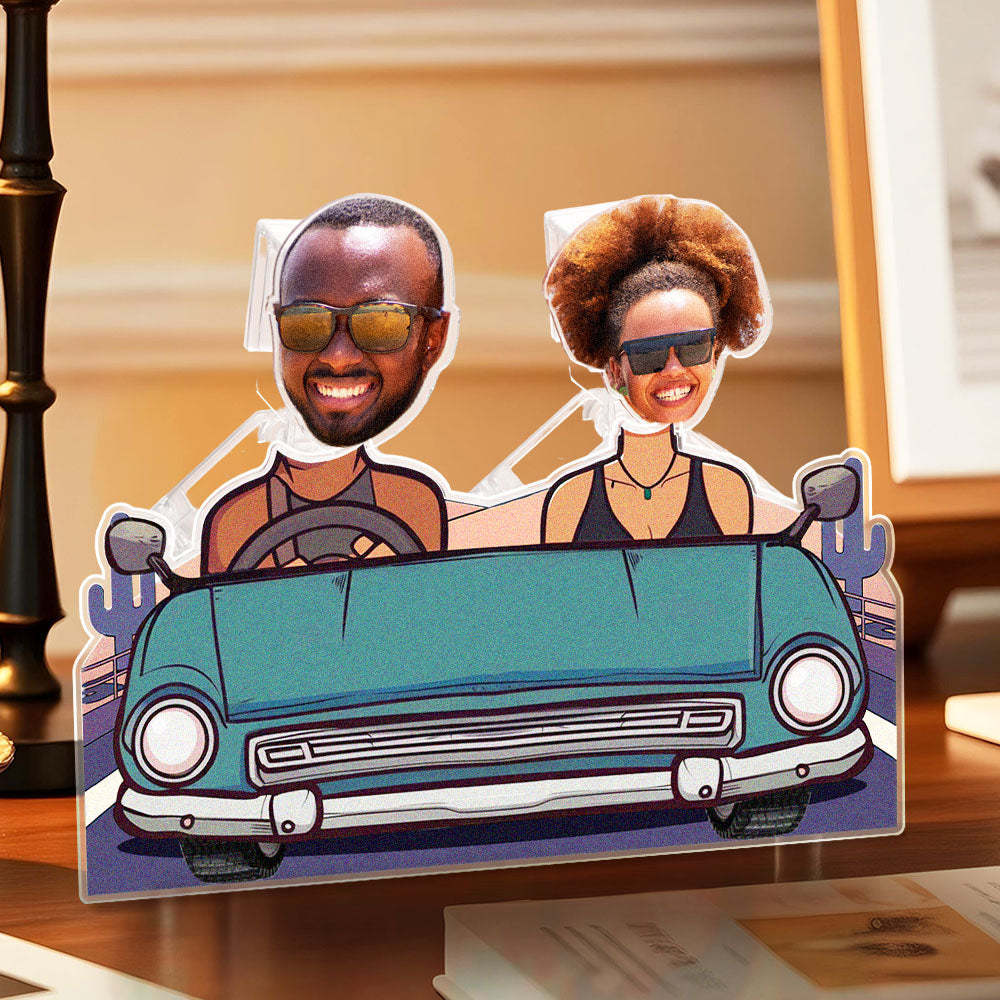 Personalized Face Couple In Car Shaking Head Standee Gift for Couple - mysiliconefoodbag