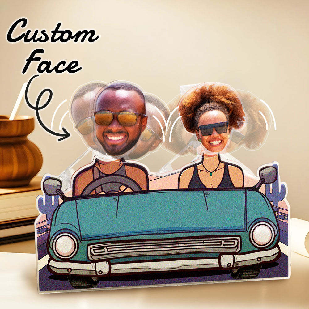 Personalized Face Couple In Car Shaking Head Standee Gift for Couple - mysiliconefoodbag