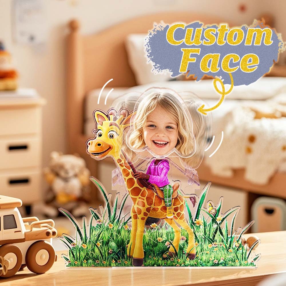 Personalized Face Kids and Animal Shaking Head Standee Gift for Kids - mysiliconefoodbag
