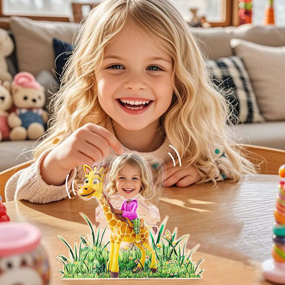 Personalized Face Kids and Animal Shaking Head Standee Gift for Kids - mysiliconefoodbag