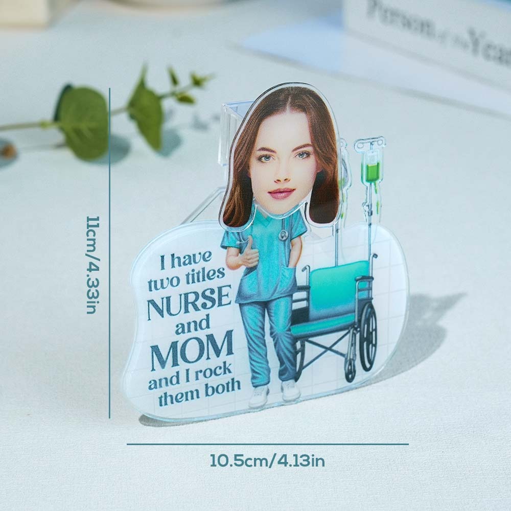 Personalized Face Nurse and Mom Shaking Head Standee Gift for Mom - mysiliconefoodbag
