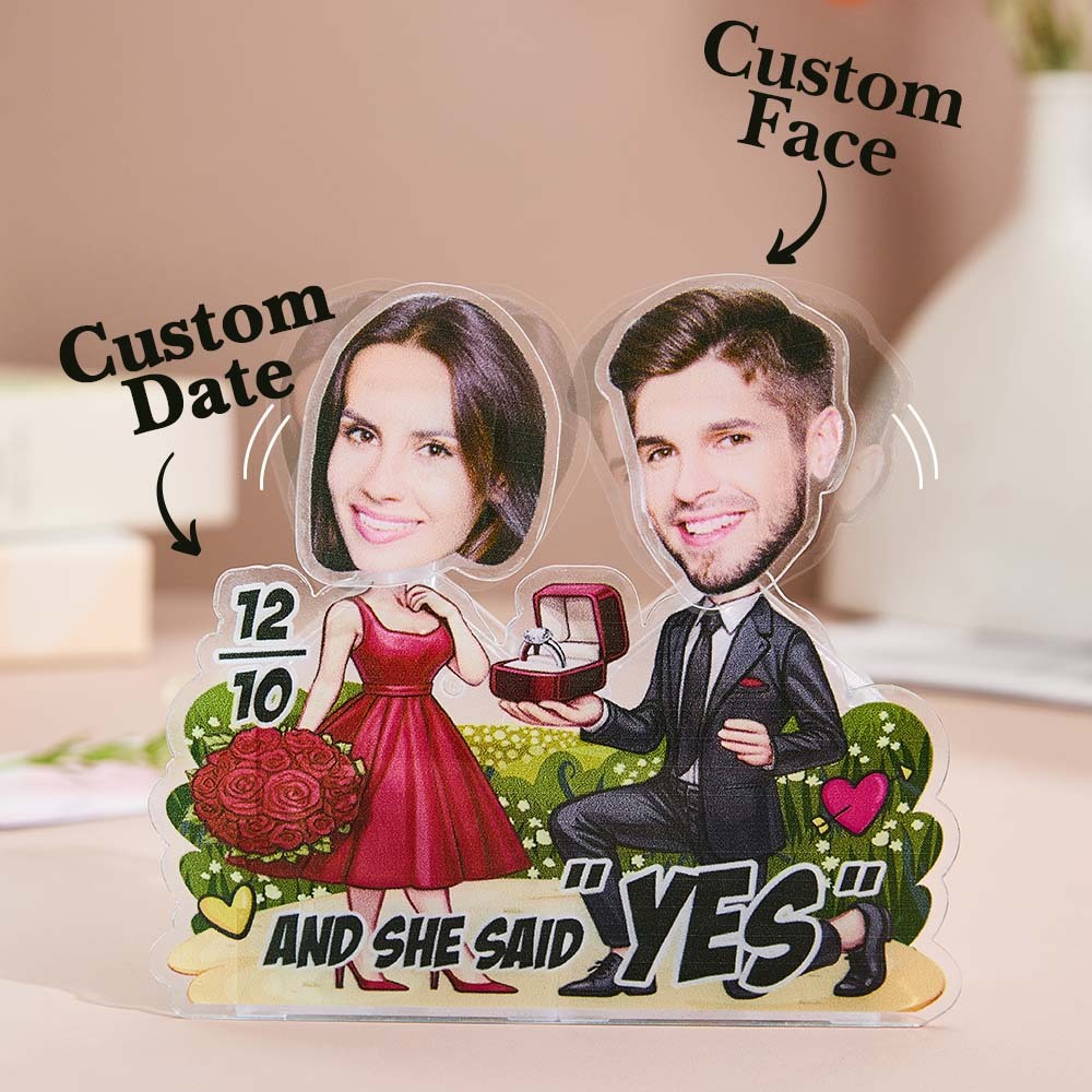 Personalized Face Propose Shaking Head Standee Gift for Couple - mysiliconefoodbag