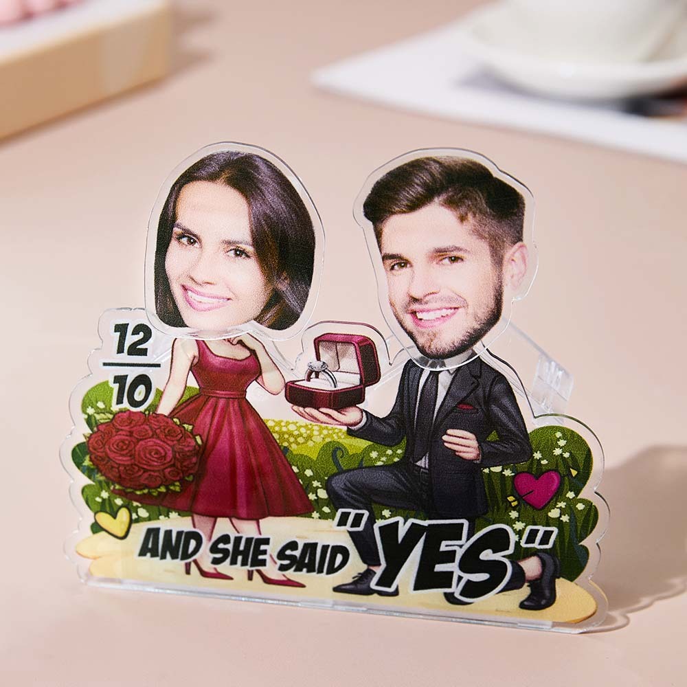 Personalized Face Propose Shaking Head Standee Gift for Couple - mysiliconefoodbag
