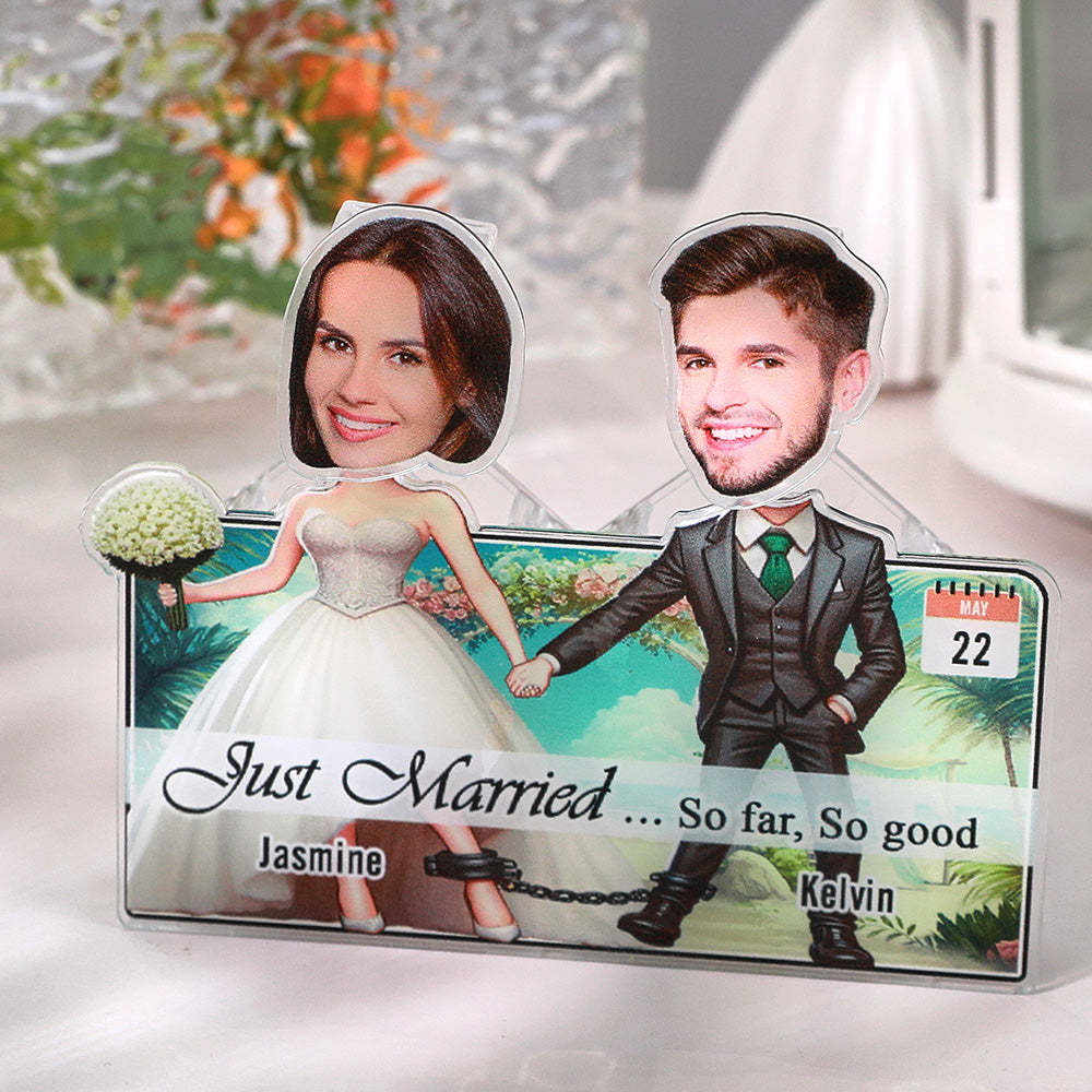 Personalized Face Newlywed Couple Shaking Head Standee Gift for Newlyweds - mysiliconefoodbag