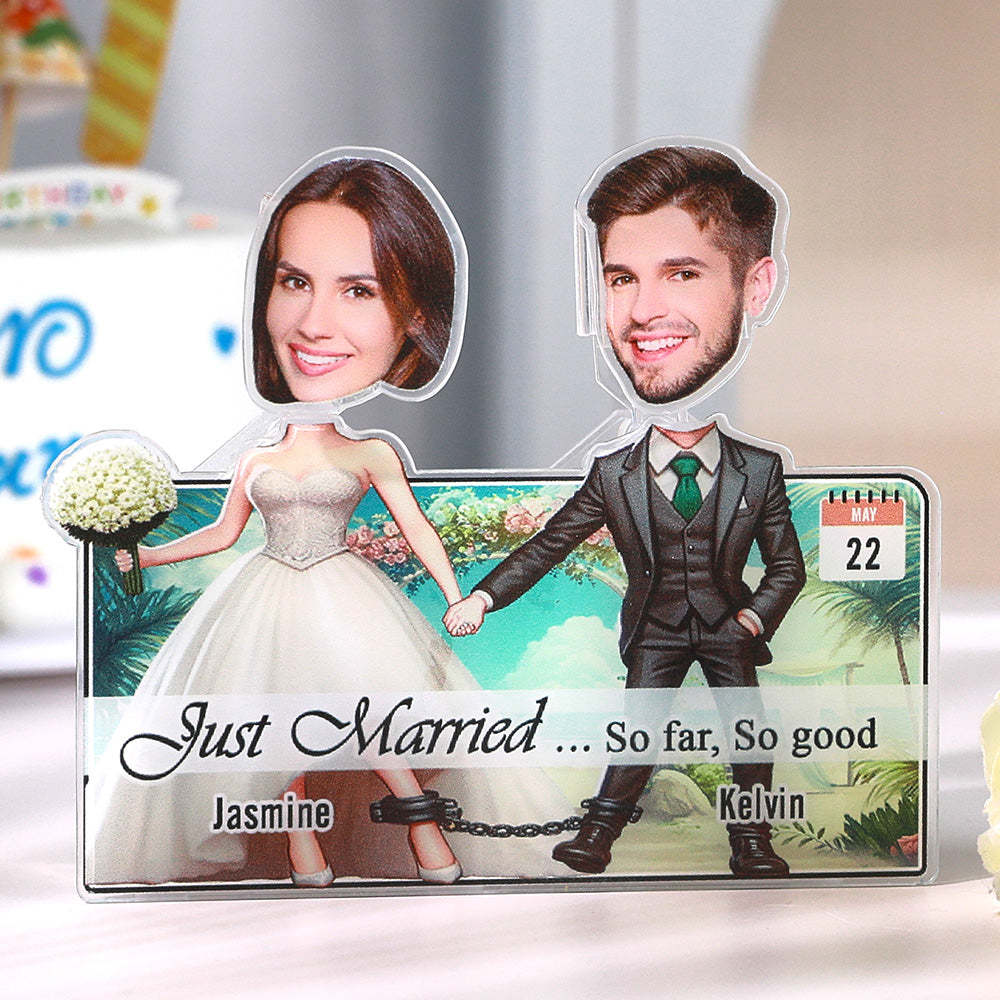 Personalized Face Newlywed Couple Shaking Head Standee Gift for Newlyweds - mysiliconefoodbag