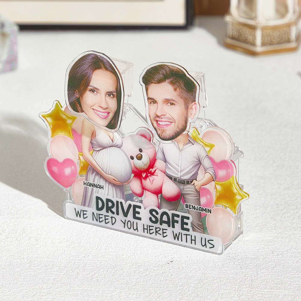 Personalized Face Drive Safe Couple Shaking Head Standee Gift for Couple - mysiliconefoodbag