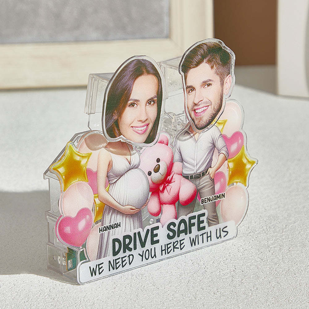 Personalized Face Drive Safe Couple Shaking Head Standee Gift for Couple - mysiliconefoodbag