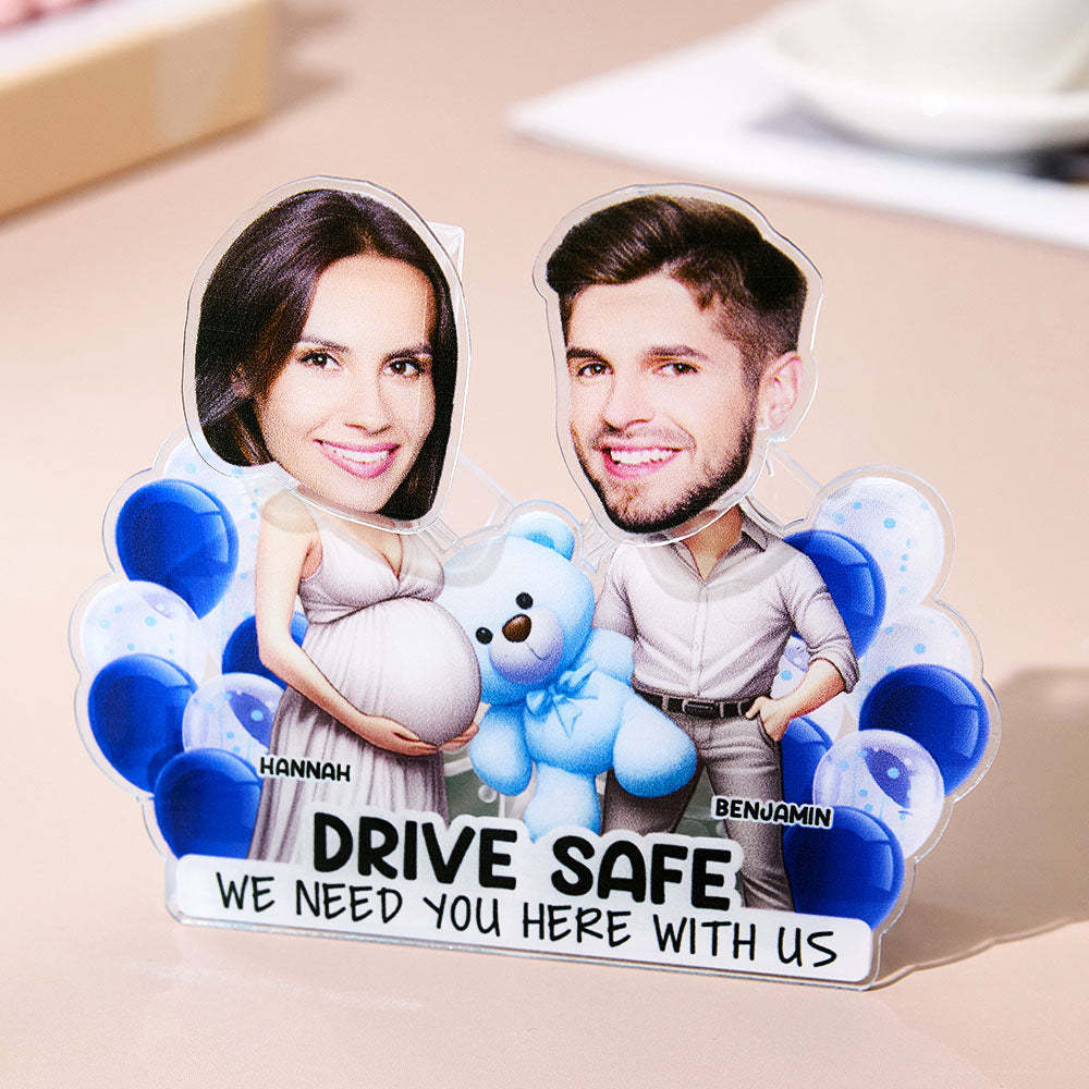 Personalized Face Drive Safe Couple Shaking Head Standee Gift for Couple - mysiliconefoodbag