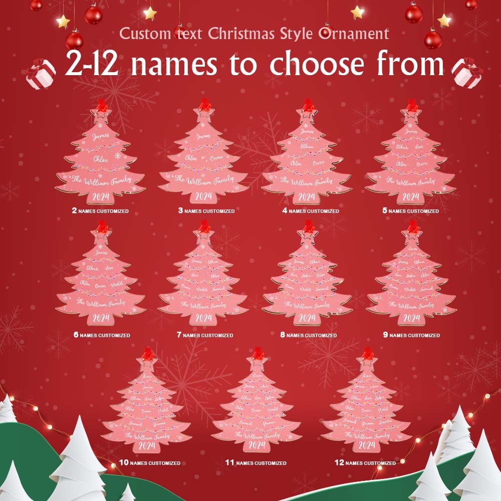 Personalized Christmas Tree Ornament with Family Names Acrylic Ornament for Christmas Gifts - mysiliconefoodbag