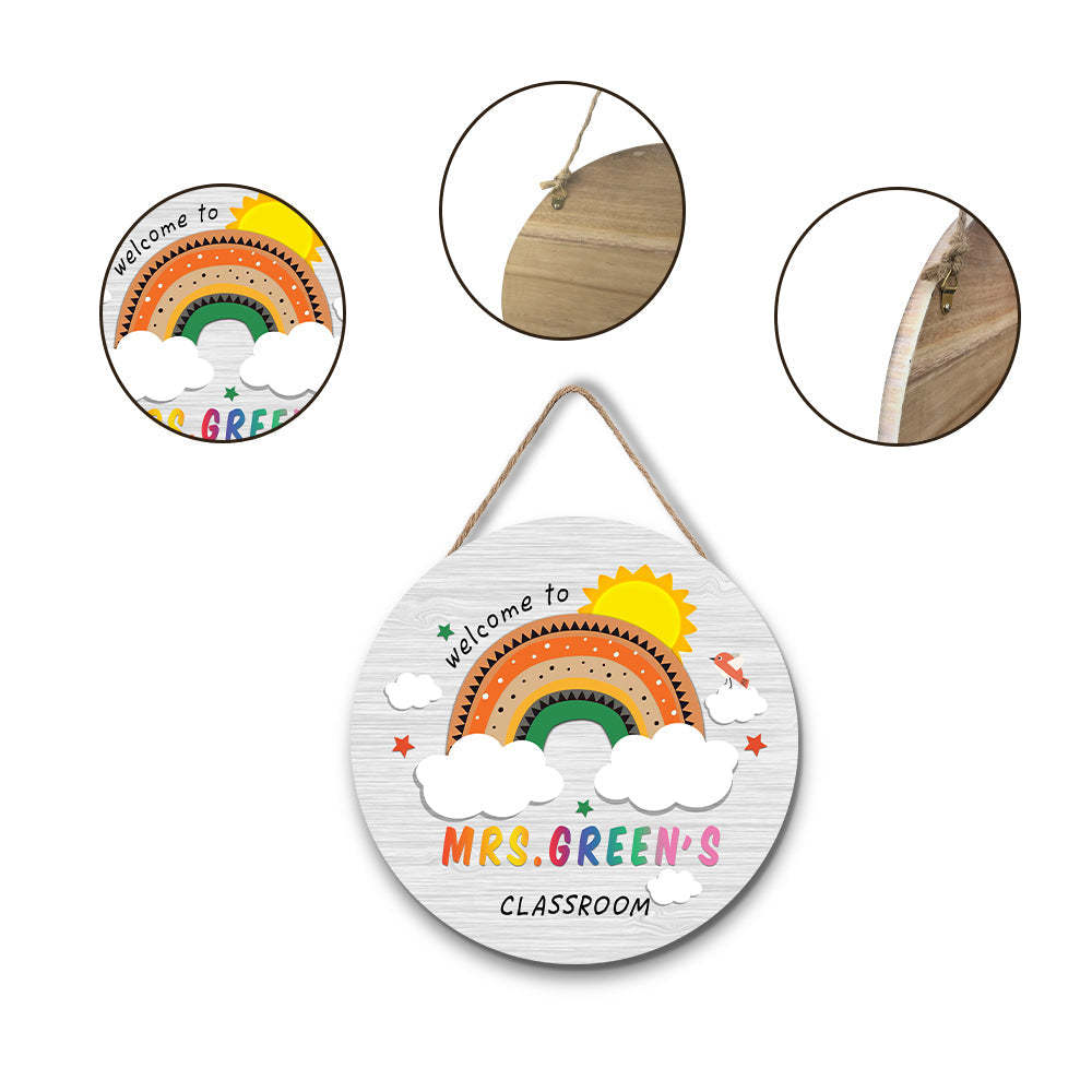 Custom Rainbow Cute Teacher Door Sign, Welcome Sign Gift for Teacher -