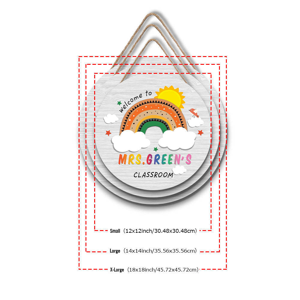Custom Rainbow Cute Teacher Door Sign, Welcome Sign Gift for Teacher -
