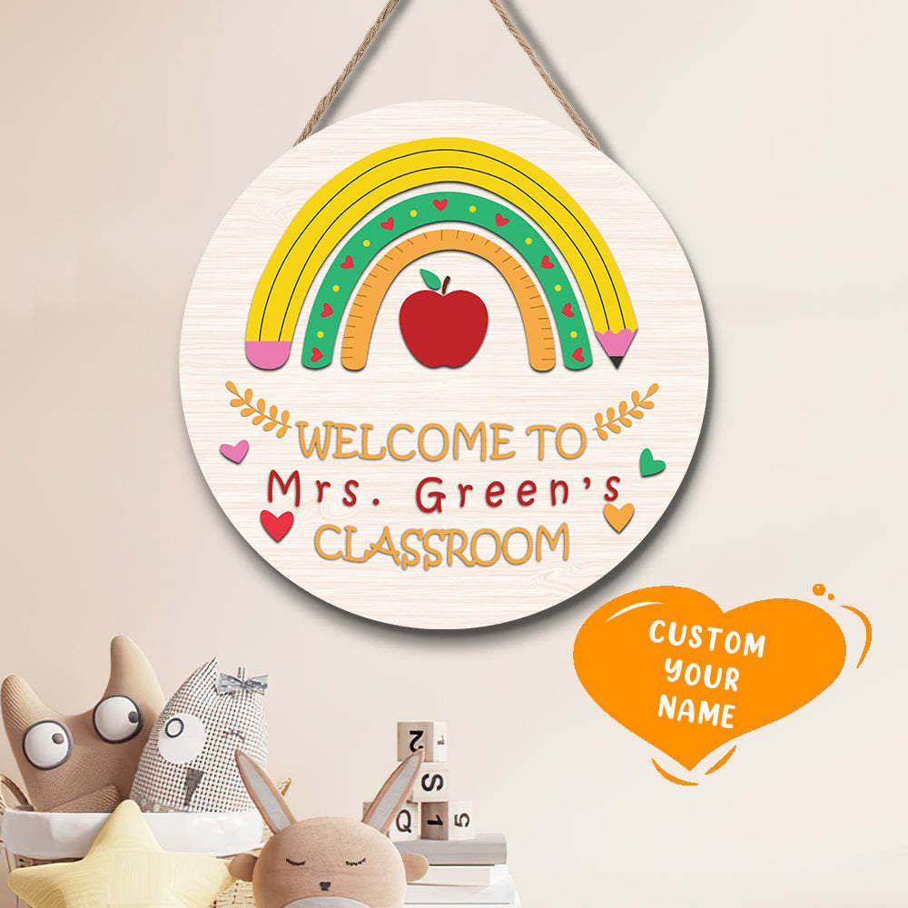 Custom Teacher Door Sign, Welcome Sign Gift - 