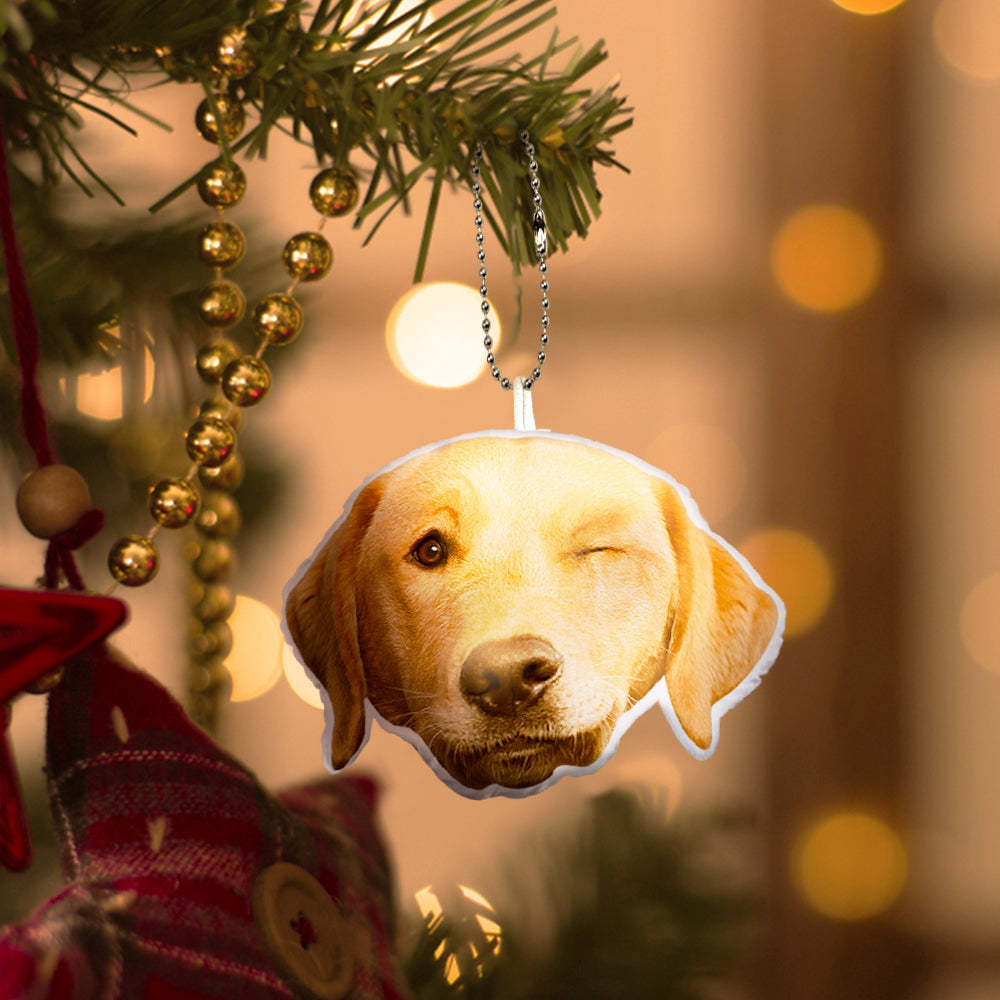 Custom Pet Face Mini Plush Hanging Ornaments with Voice Decorations for Christmas Gifts - Get Photo Blanket