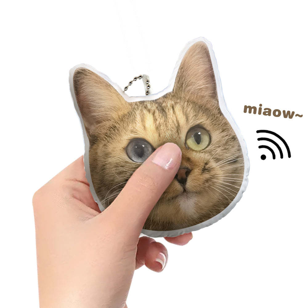 Custom Pet Face Mini Plush Hanging Ornaments with Voice Decorations for Christmas Gifts - Get Photo Blanket