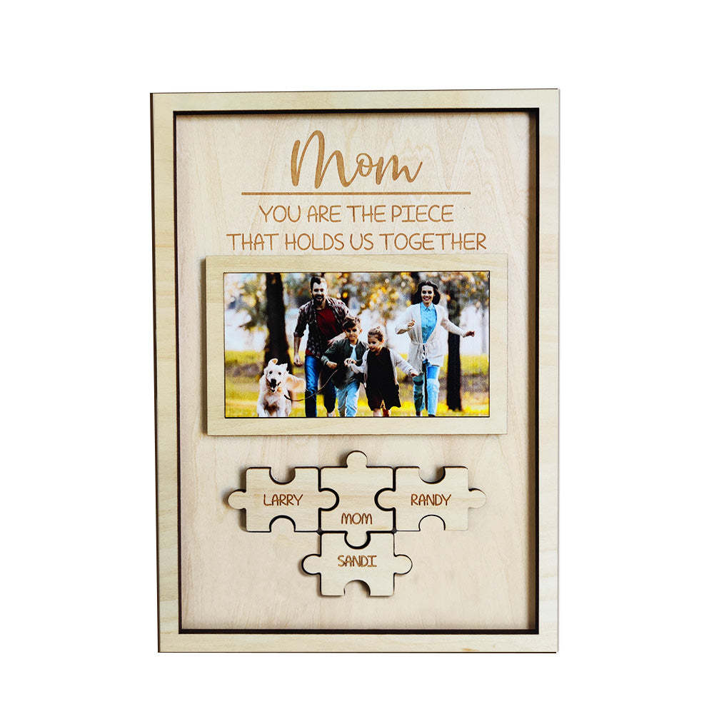 Custom Mom You Are the Piece That Holds Us Together Puzzle Piece Sign Personalized Family Member Sign Gift for Mom - mycustomtirecover