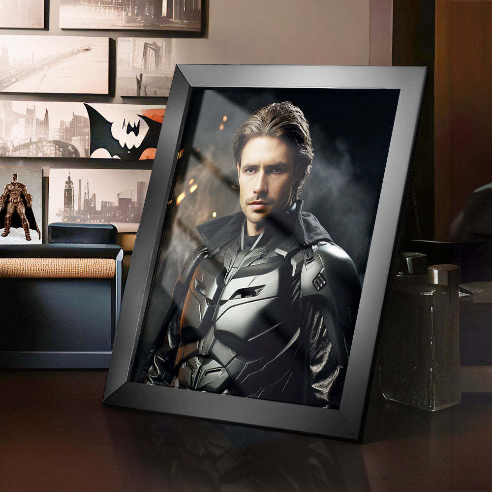 Custom Face Batman Personalized Photo Portrait Wooden Frame Gifts for Him - mysiliconefoodbag