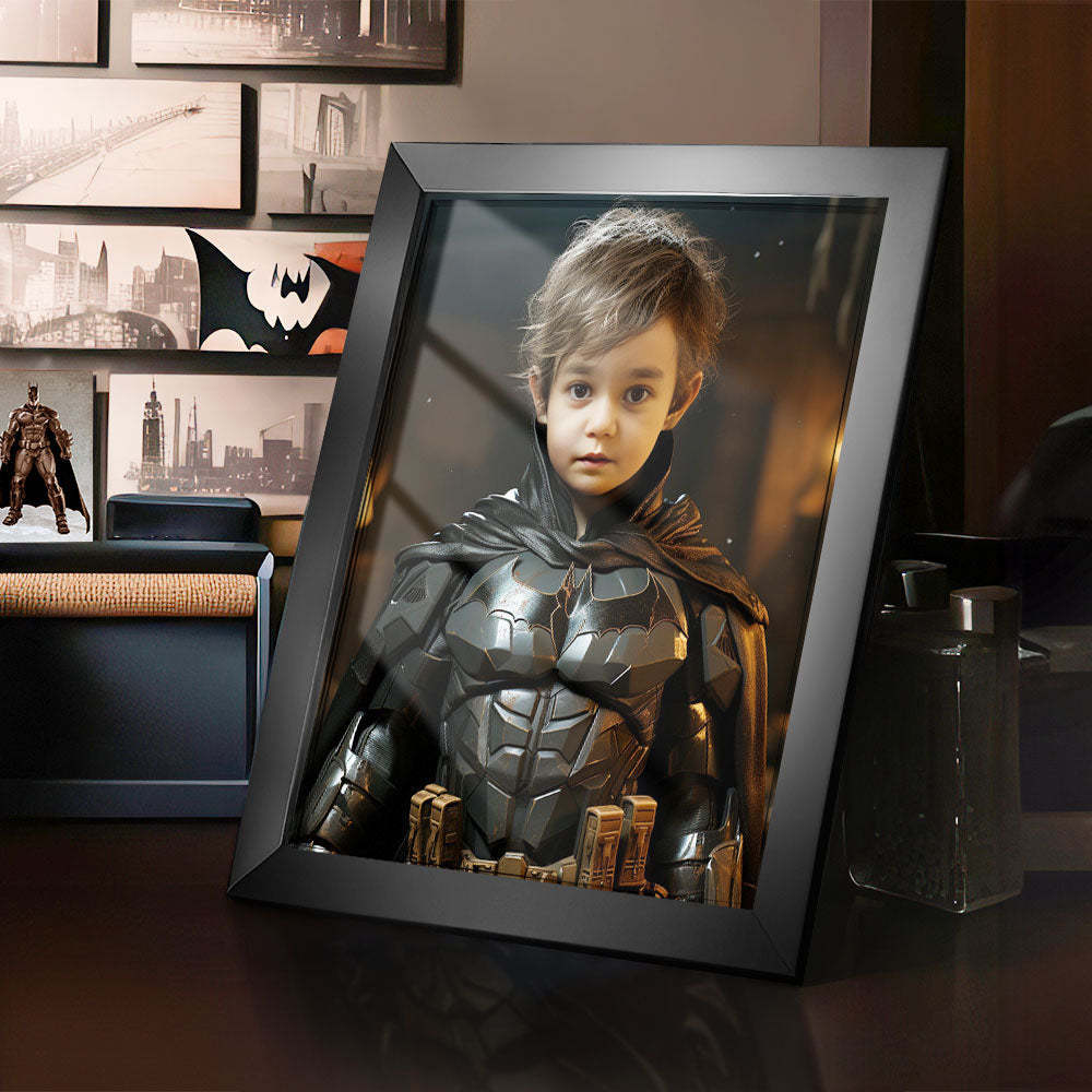 Custom Face Batman Personalized Photo Portrait Wooden Frame Gifts for Him - mysiliconefoodbag