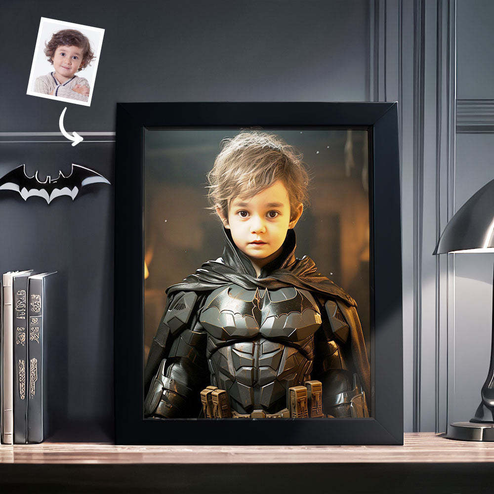 Custom Face Batman Personalized Photo Portrait Wooden Frame Gifts for Him - mysiliconefoodbag